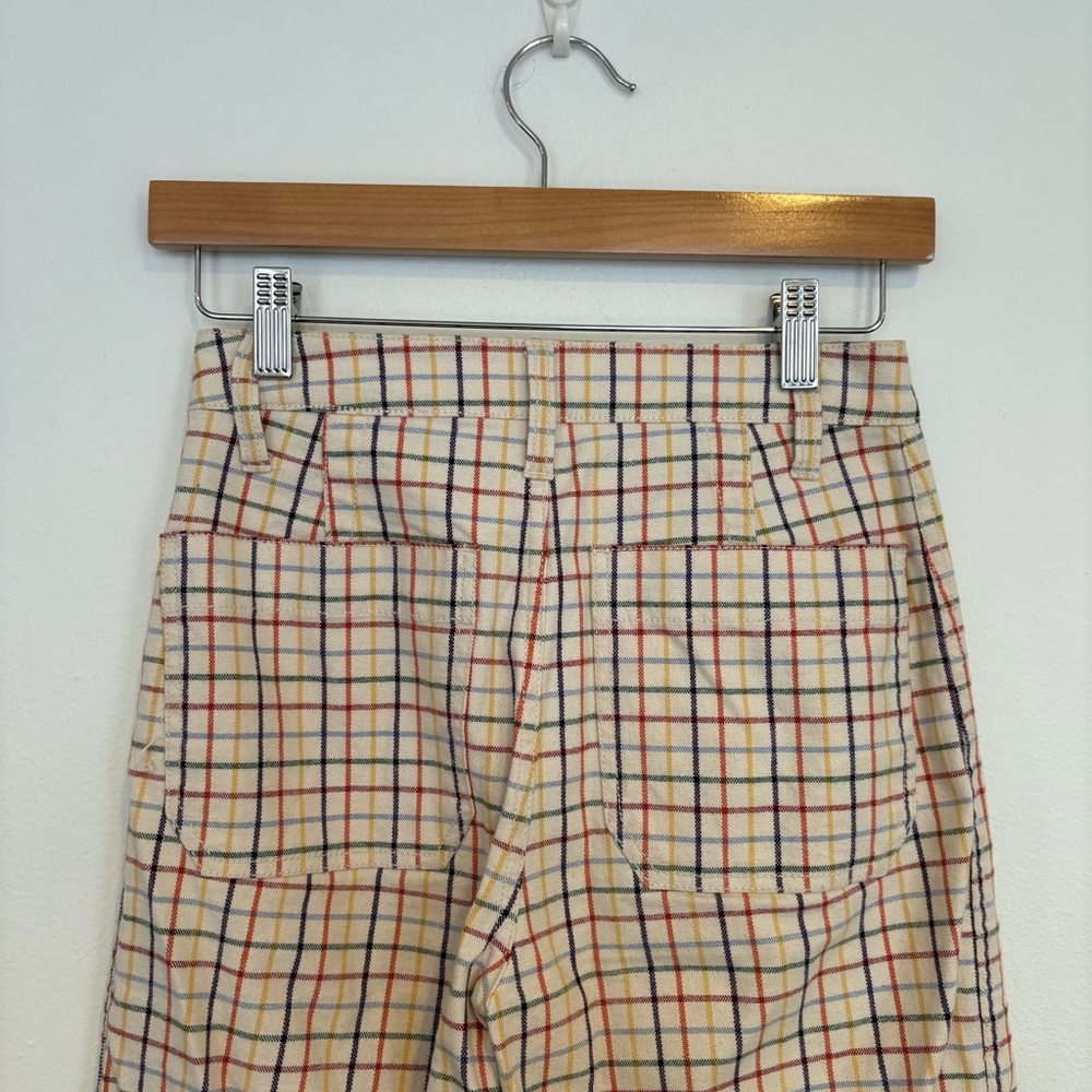 Madewell || Emmett Wide-Leg Crop Pants in Rainbow Windowpane Cream‎ 23 - Picture 4 of 10